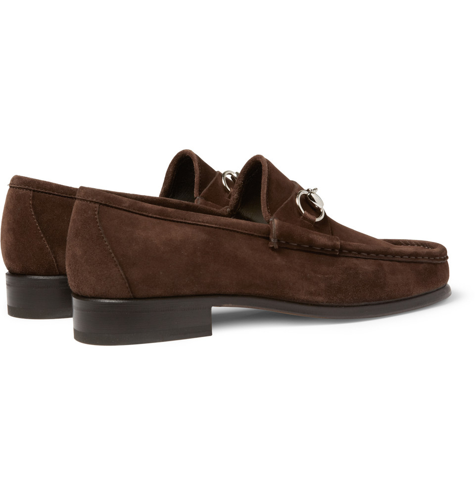 mens brown suede gucci loafers