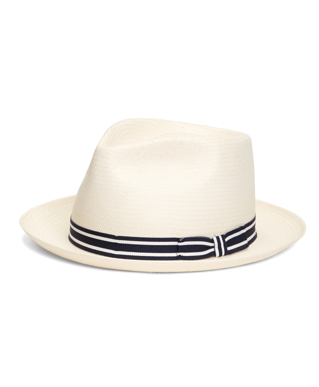Brooks brothers Straw Hat with Navy Stripe Ribbon Band in White for Men