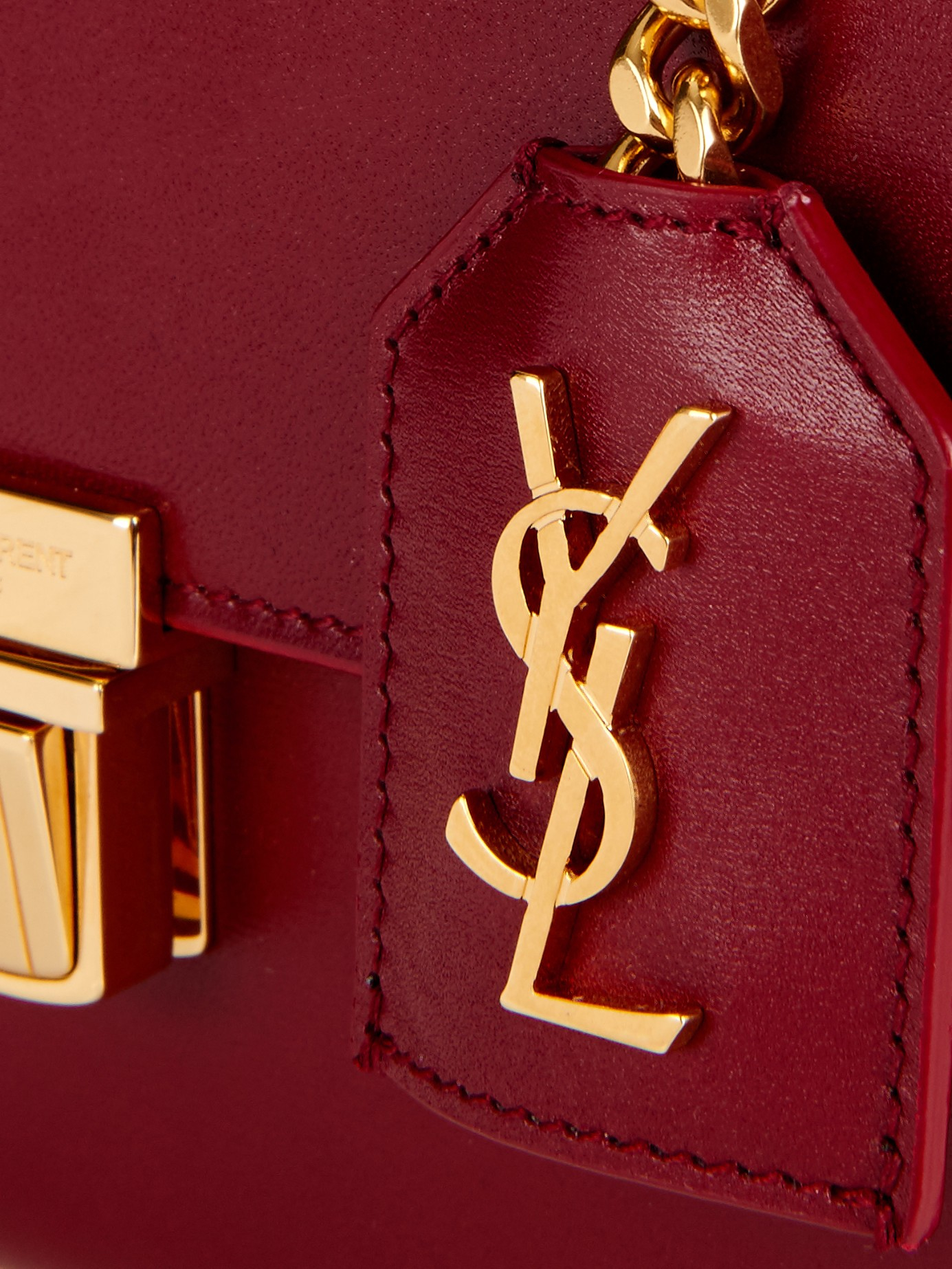 Yves Saint Laurent Purple Grained Calf Leather Small Monogram Crossbody Bag  - Yoogi's Closet