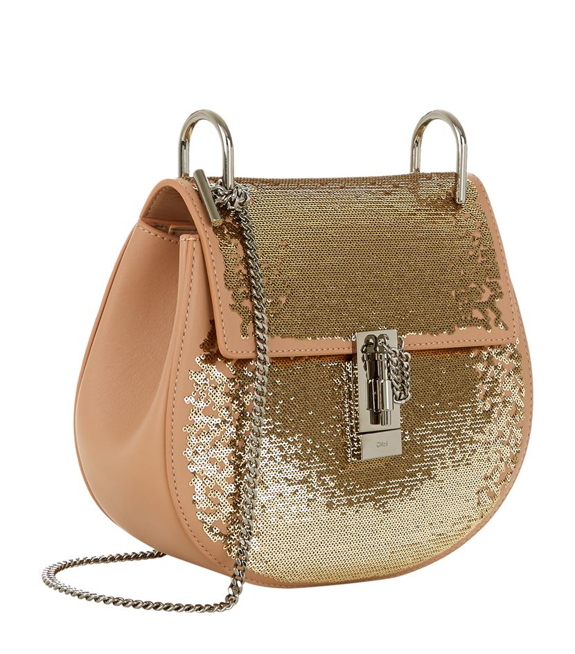 Chlo Drew Small Sequined Leather Shoulder Bag in Pink | Lyst