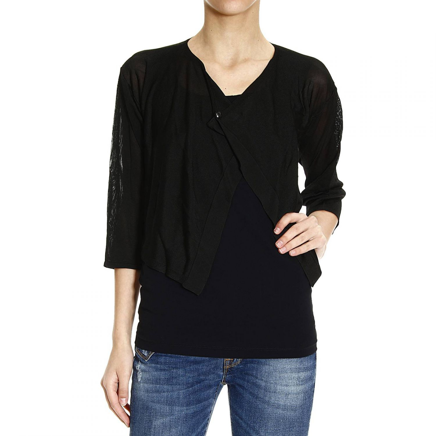 Roberto cavalli Sweater Knit Cardigan Shawl Without Buttons Jersey in