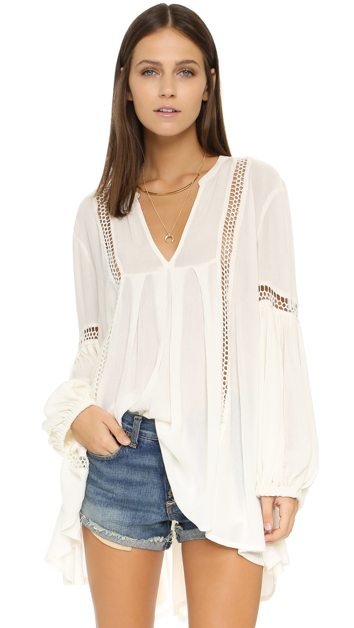 Lyst - Free People Just The Two Of Us Tunic in White