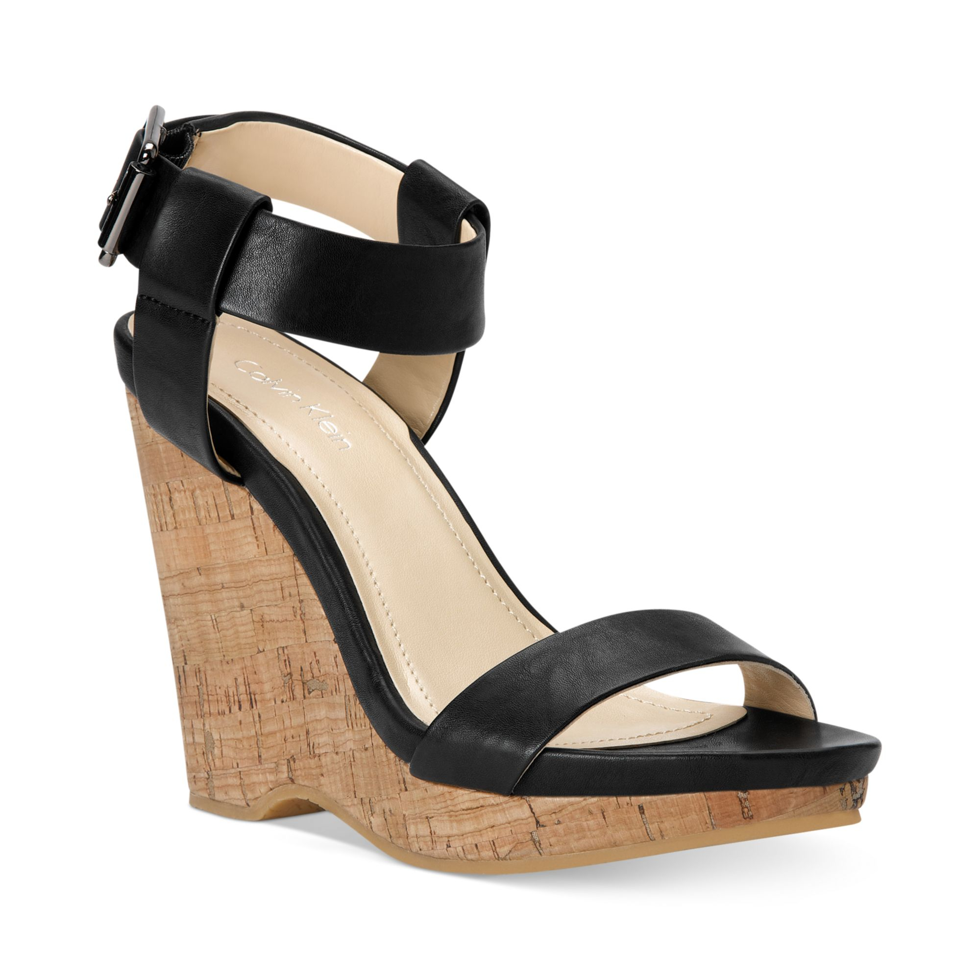 Calvin Klein Womens Nikole Platform Wedge Sandals in Black - Lyst