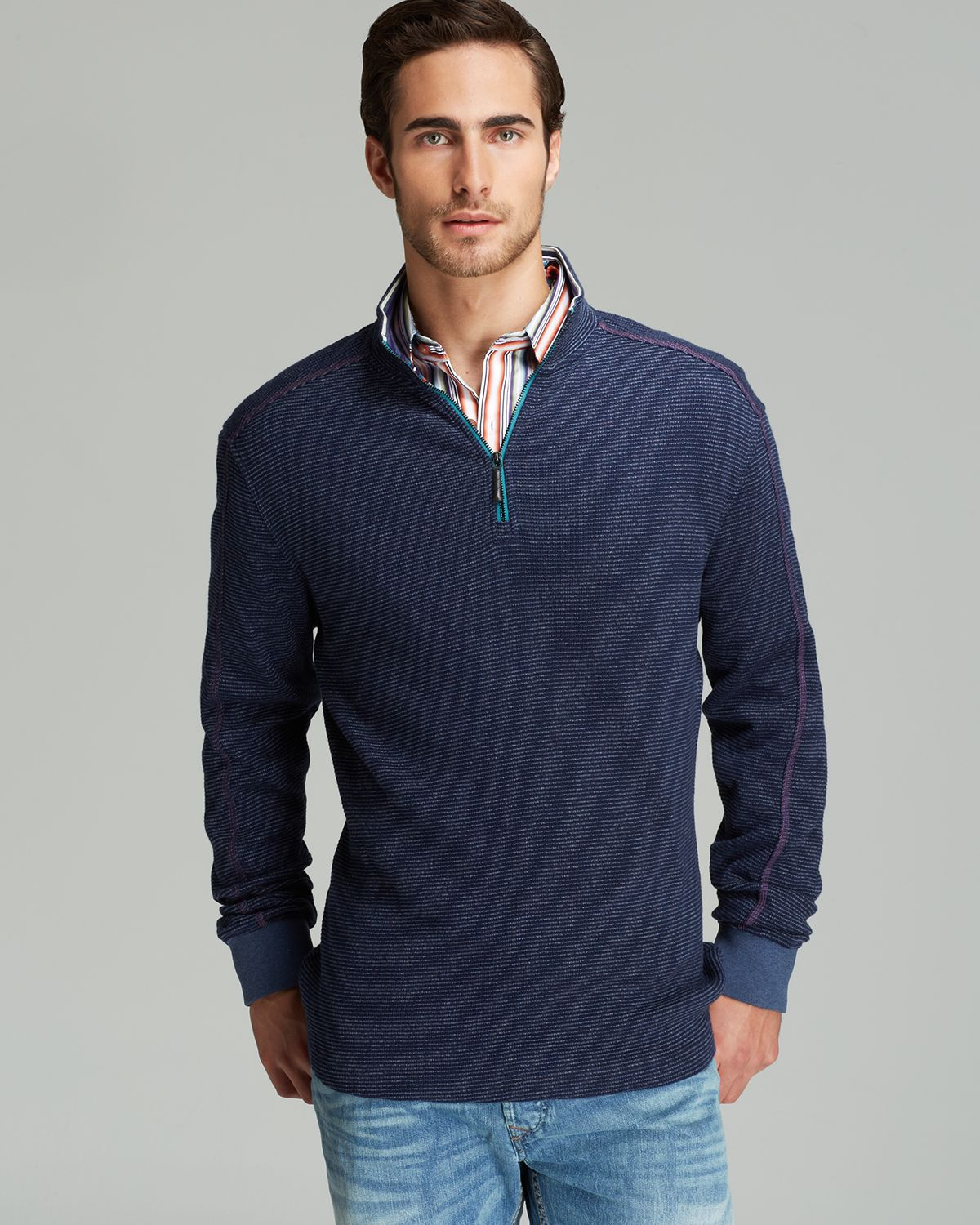 Robert Graham Falconer Half Zip Sweater  in Blue for Men Lyst