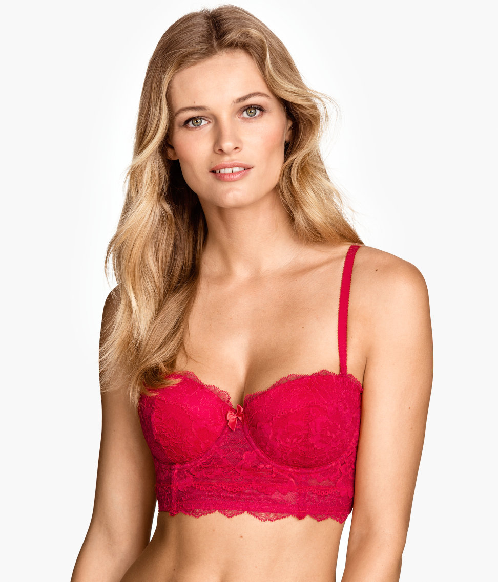 H&M Lace Bustier in Red | Lyst