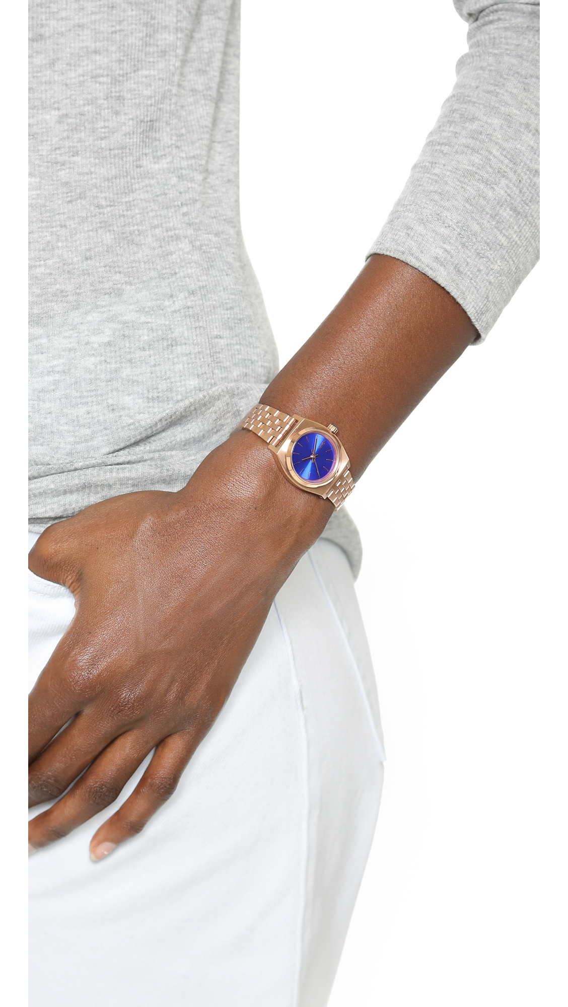 Nixon Small Time Teller Watch - Rose Gold/cobalt in Pink | Lyst