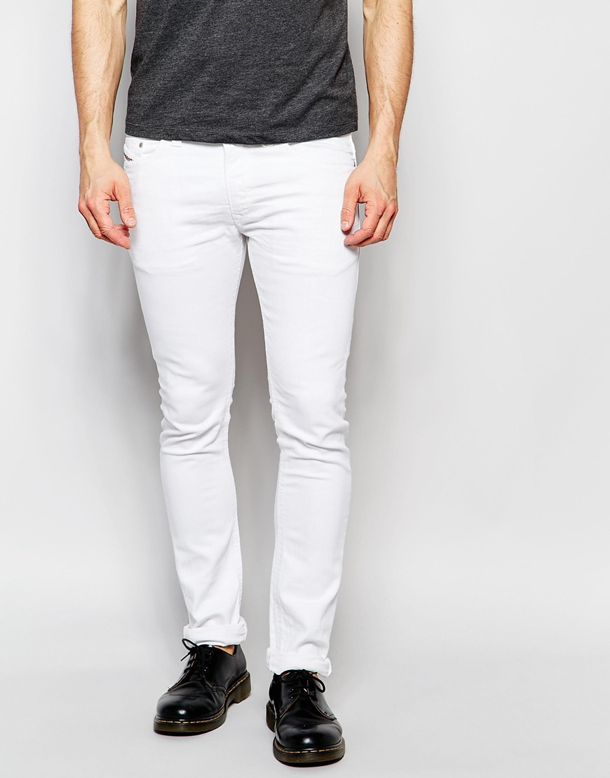 Diesel Jeans Thavar 847e Slim Tapered Fit Bright White in White for Men ...