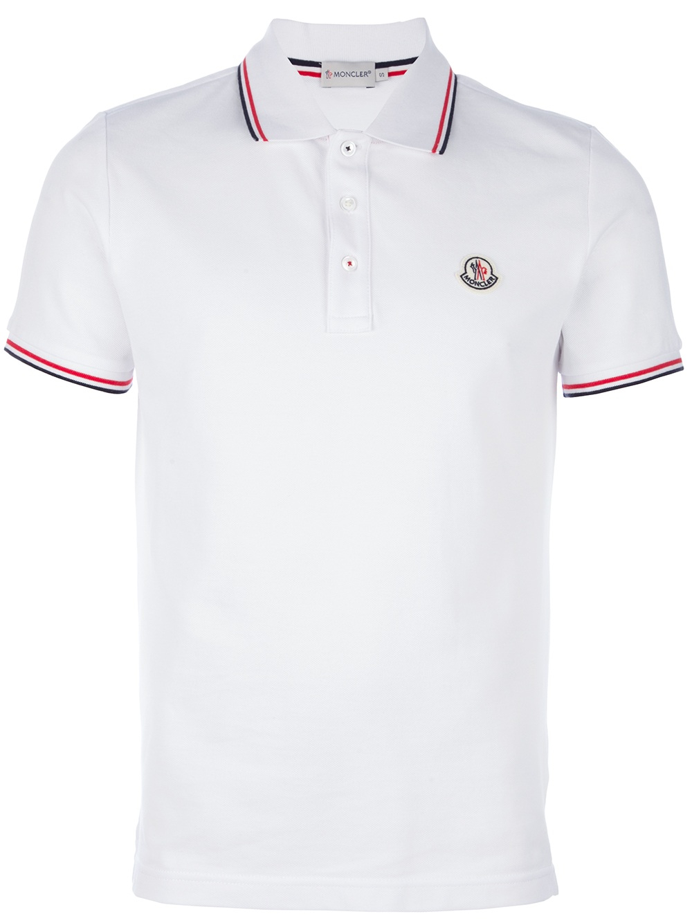 Lyst - Moncler Contrast Piqué Polo Shirt in White for Men