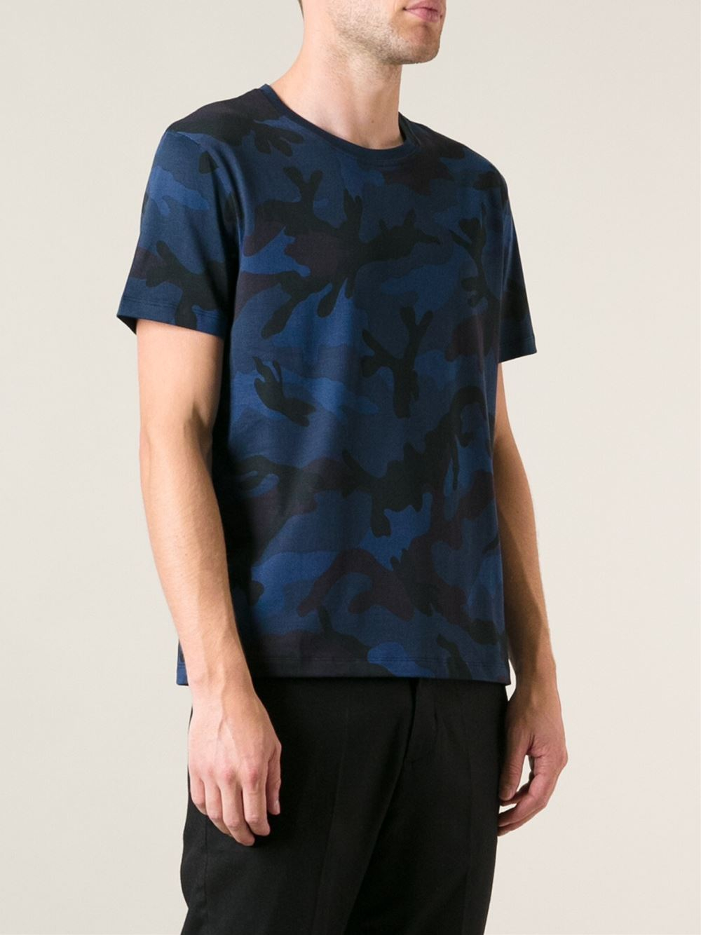 Valentino Camouflage T-shirt in Blue for Men | Lyst