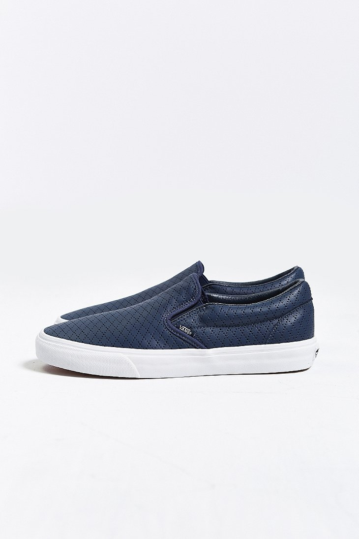 Vans Classic Leather Slip-On Sneaker in Navy (Blue) for Men | Lyst