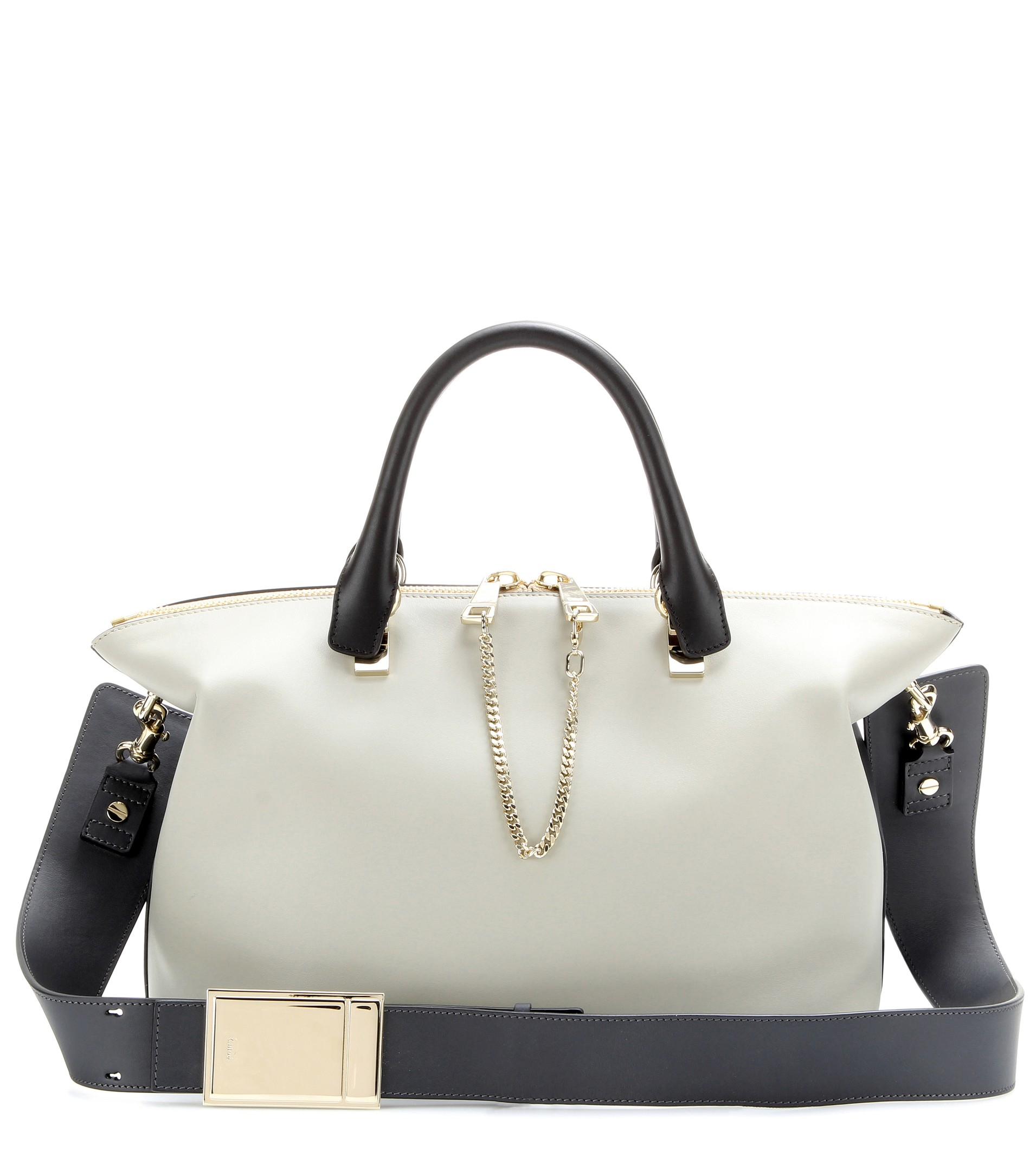 Chlo Baylee Medium Leather Tote in Gray (Marshmallow Grey) | Lyst
