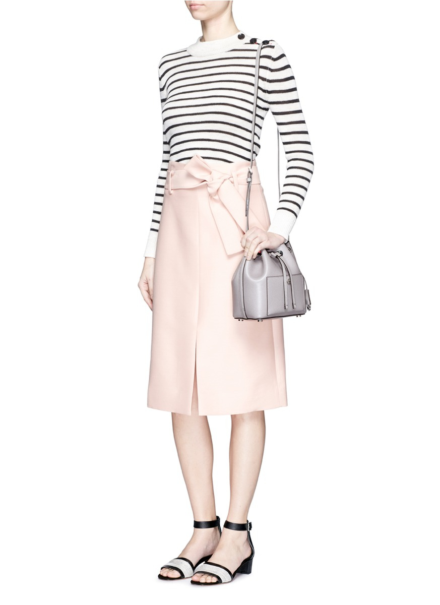 Michael Kors &#39;greenwich&#39; Small Saffiano Leather Bucket Bag in Pearl Grey/Coral (White) - Lyst
