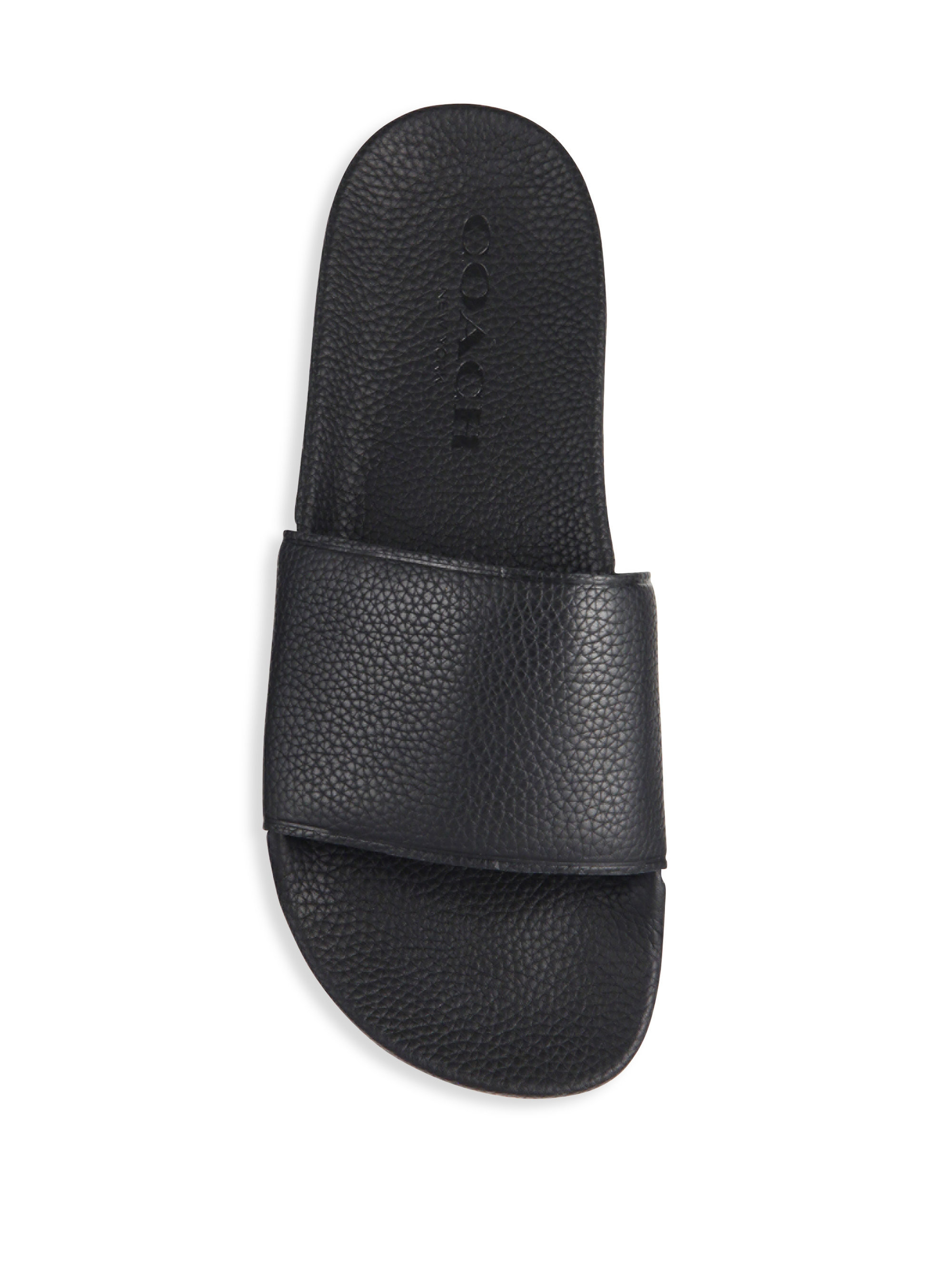 COACH Leather Textured Slide Sandal in Black for Men - Lyst