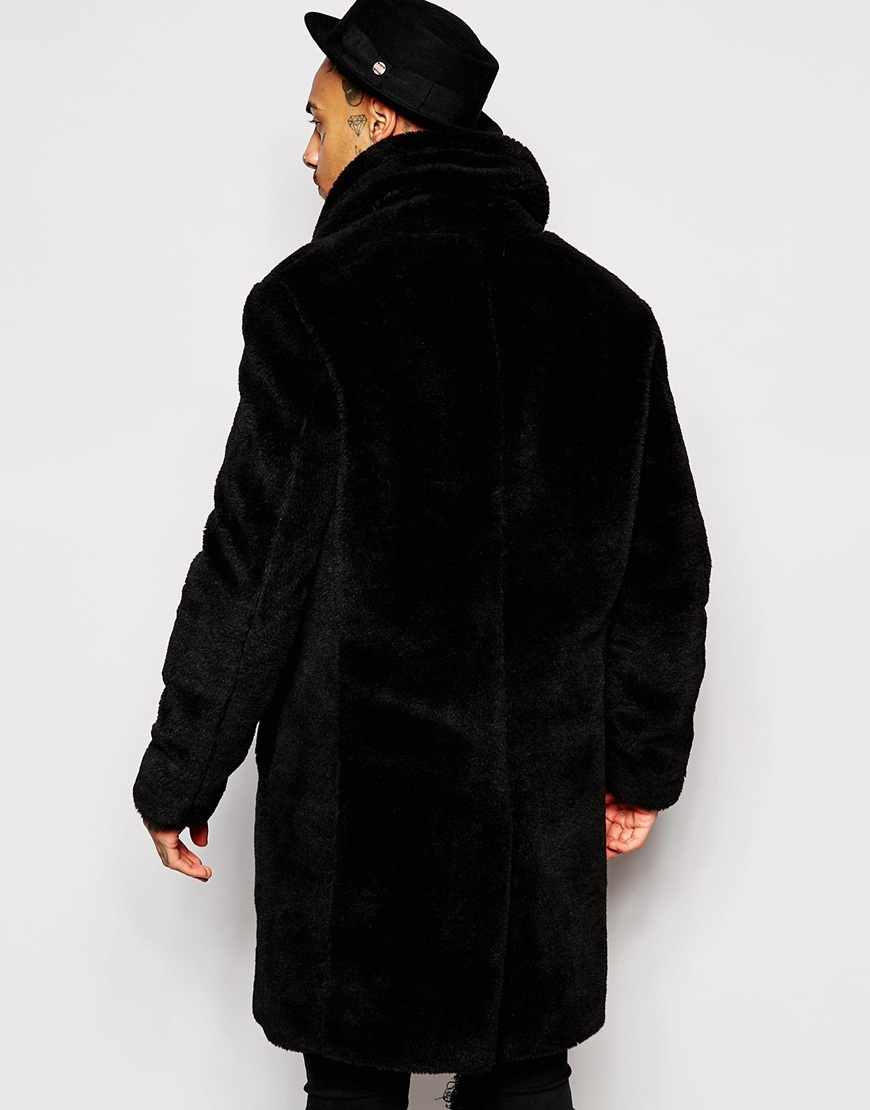 ASOS Shearling Teddy Coat In Black for Men - Lyst