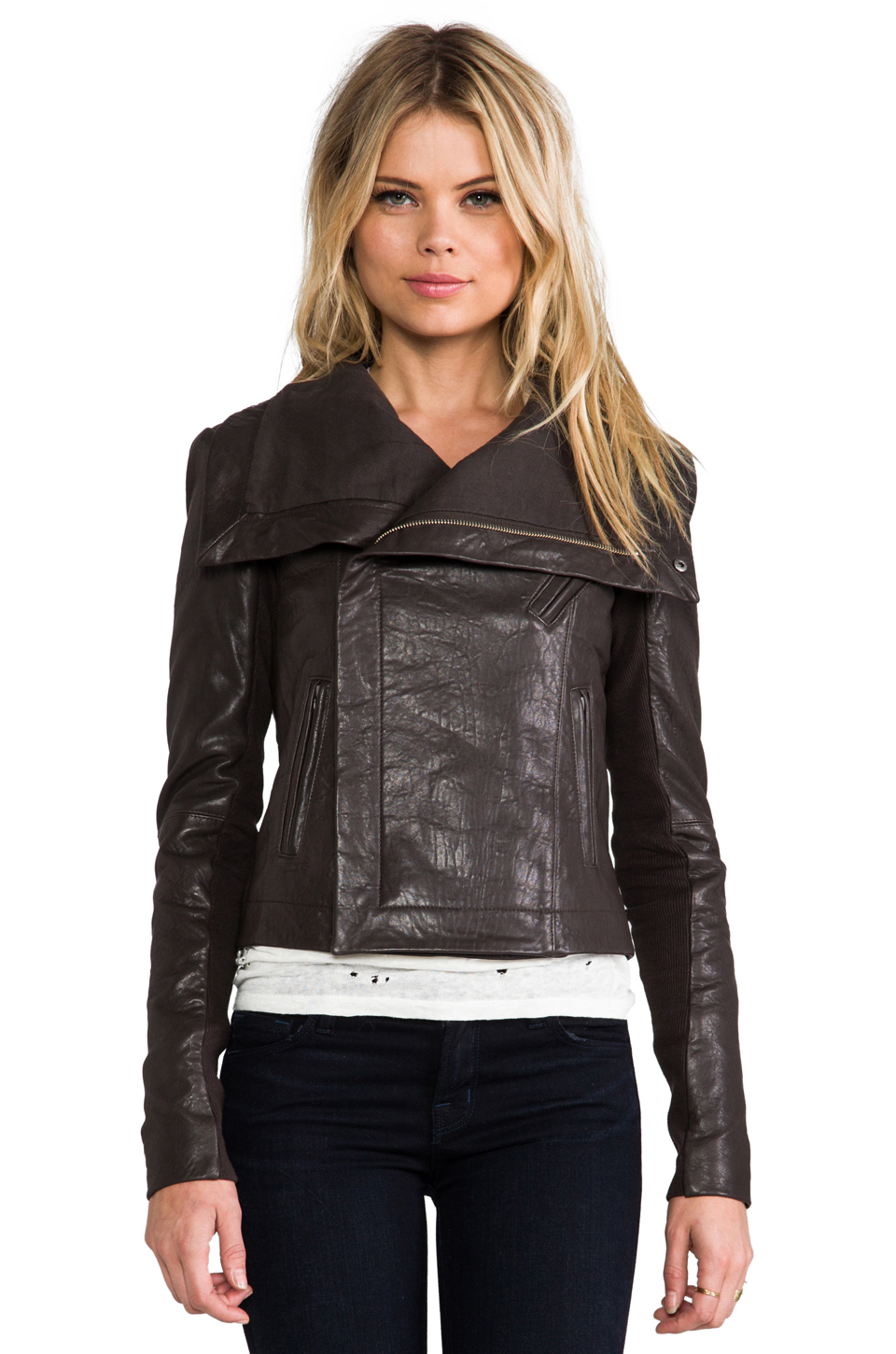 Veda max classic leather jacket Clearance