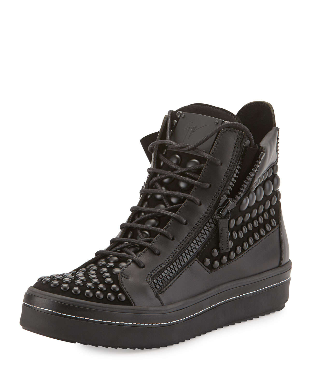 Giuseppe Zanotti Men's Beaded Leather High-top Sneaker in Black for Men ...