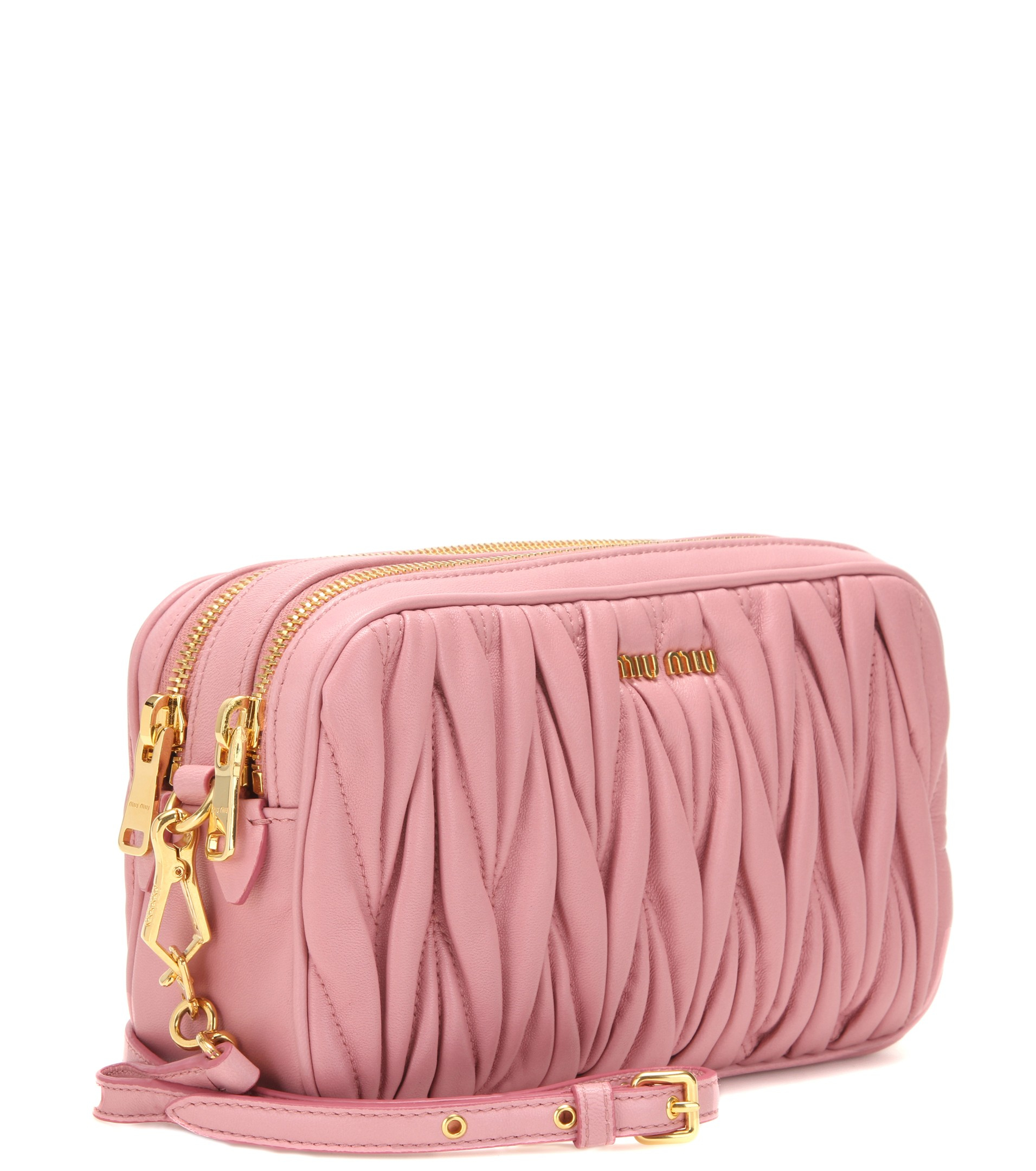 Miu Miu Matelassé Leather Shoulder Bag in Pink