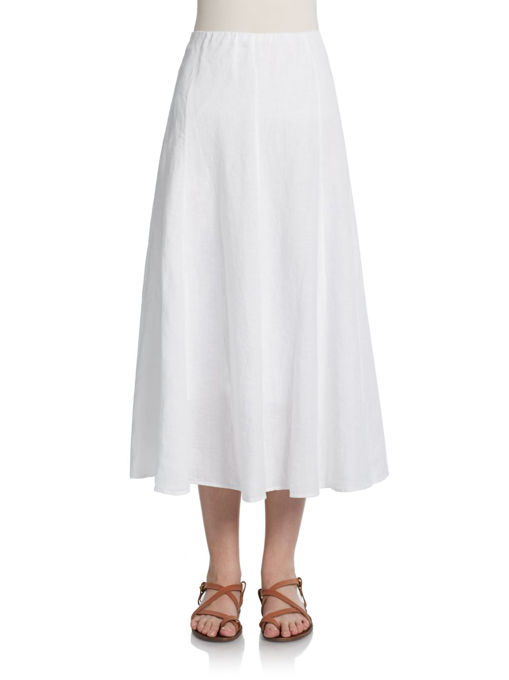 Eileen Fisher Irish Linen Aline Skirt in White | Lyst