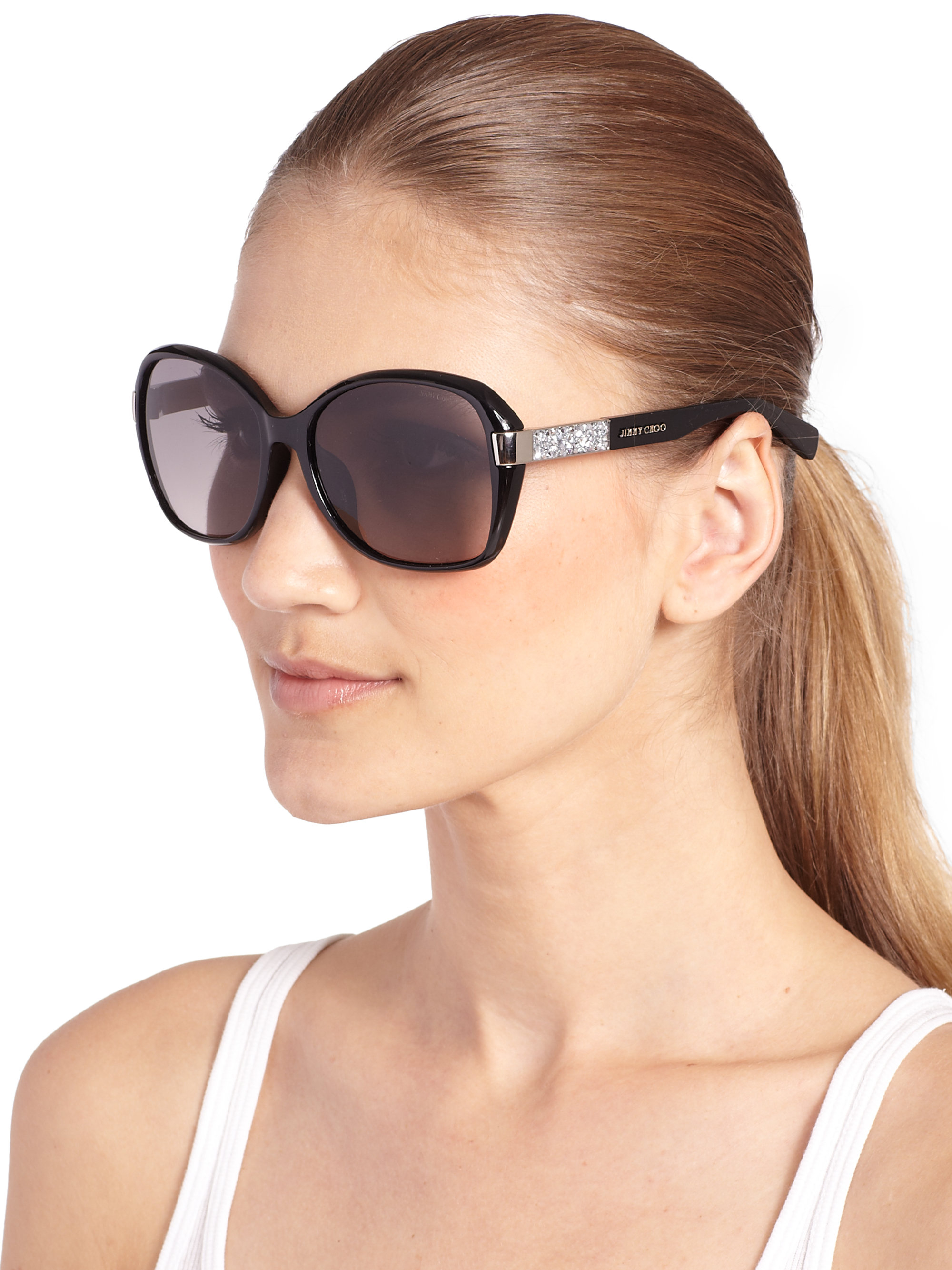 jimmy choo aviator sunglasses with rhinestones