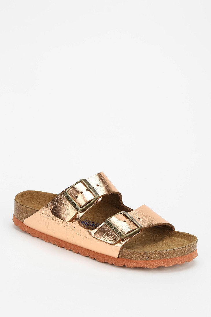 birkenstock arizona metallic leather sandals