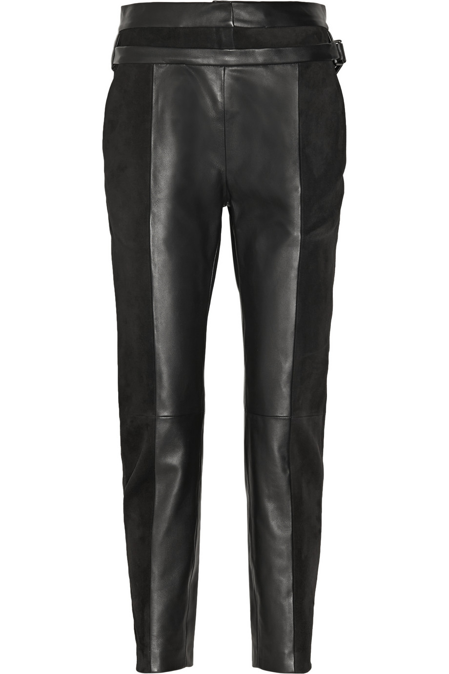 Proenza Schouler Suede And Leather Tapered Pants in Black - Lyst