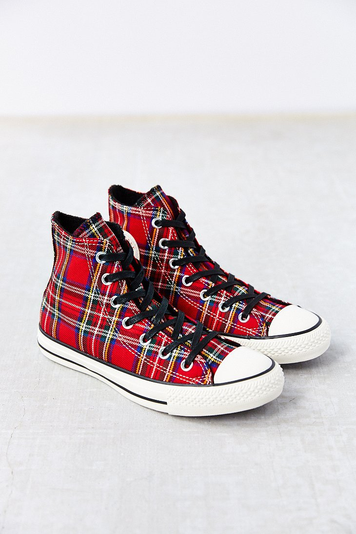 Converse Conserve Chuck Taylor All Star Tartan High-Top Women'S Sneakers in  Red | Lyst