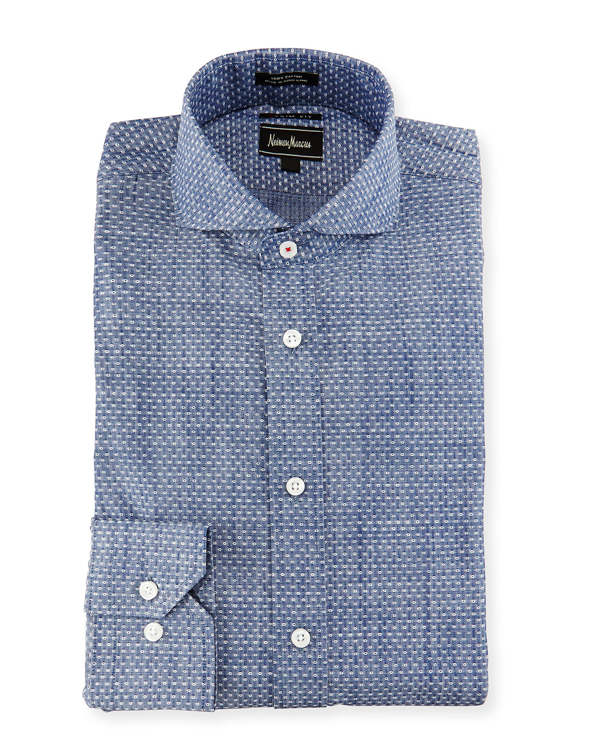 Neiman marcus X-trim Regular-finish Dot Dress Shirt in Blue for Men | Lyst