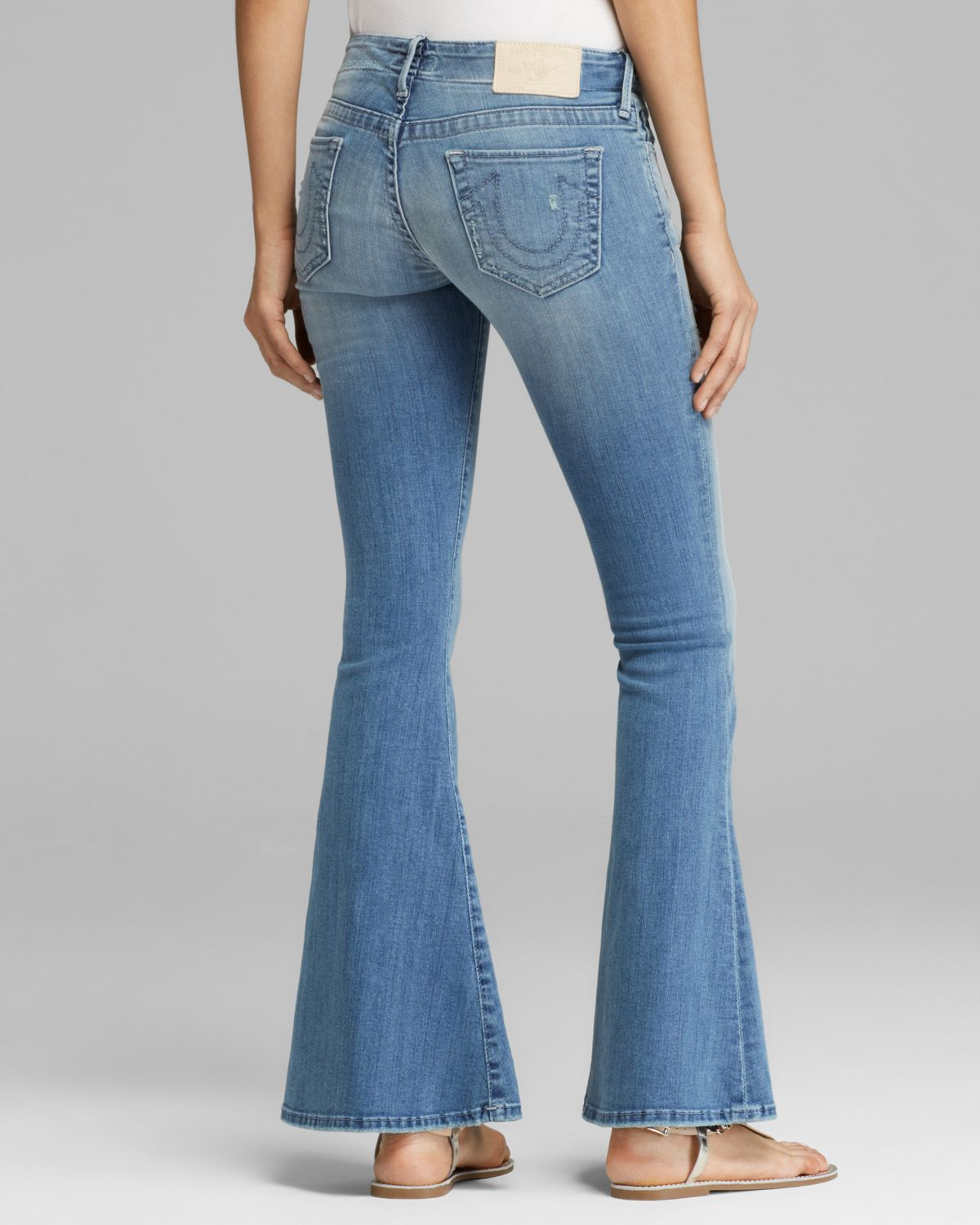 True Religion Jeans Charlie Petite Low Rise Flare in Clear Horizon in ...