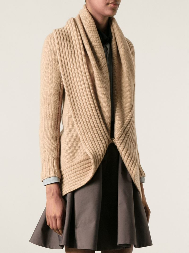 Tenen Minimaliseren voor eeuwig Ralph Lauren Black Label Shawl Collar Cardigan in Natural | Lyst