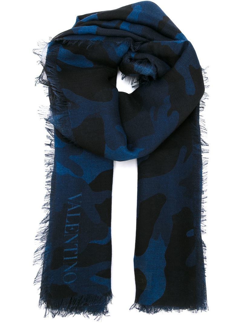 Lyst Valentino Camouflage Scarf in Blue for Men