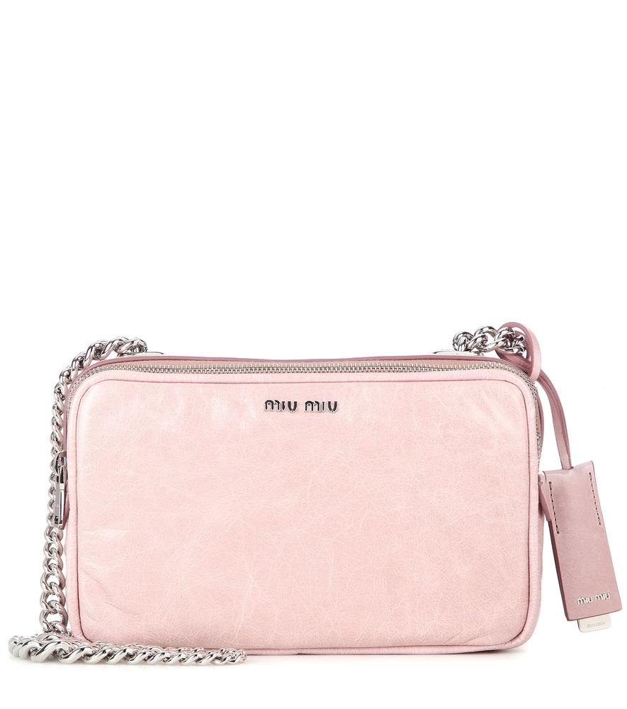 Miu miu Leather Shoulder Bag in Pink | Lyst