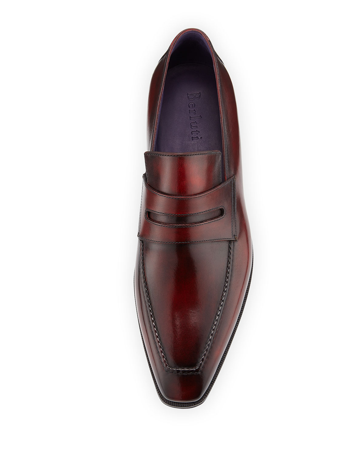 Berluti Andy Burnished Leather Loafers in Red for Men | Lyst