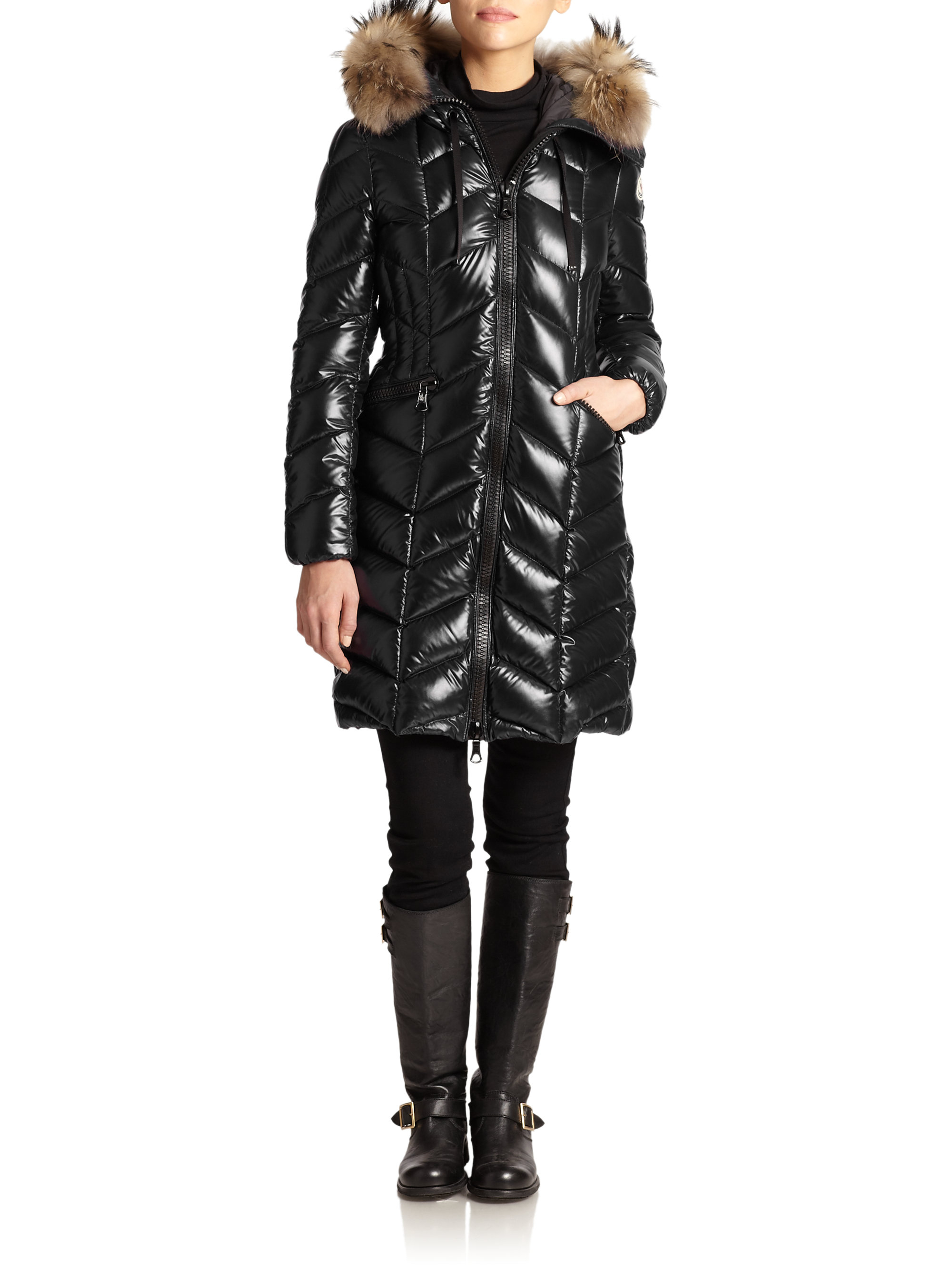 Moncler Belloy Fur-Trim Jacket in Black 