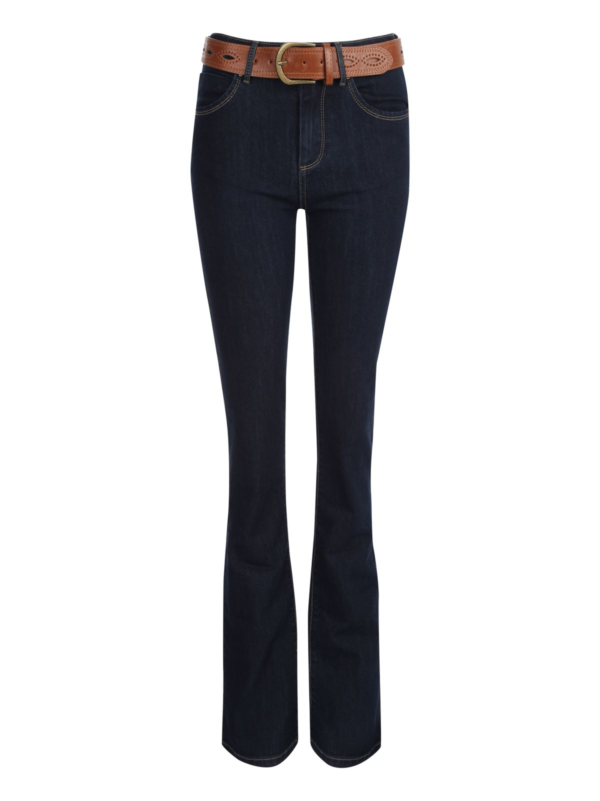 Jane norman Bootleg Fit Jeans with Belt in Blue (Indigo) | Lyst