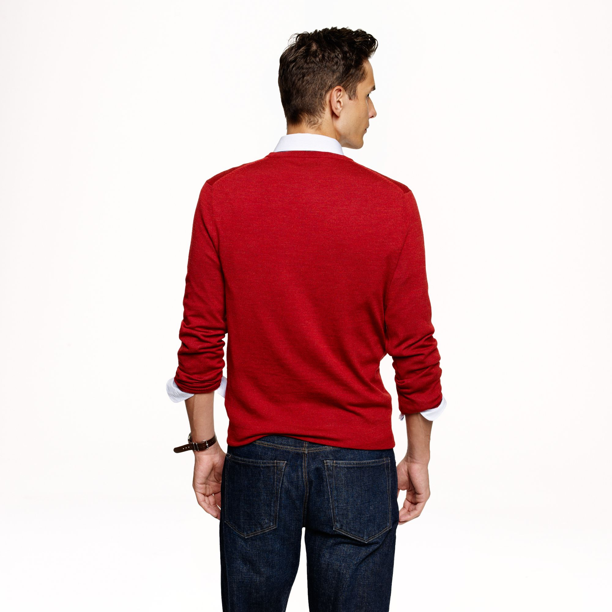 Mens red discount crew neck sweater