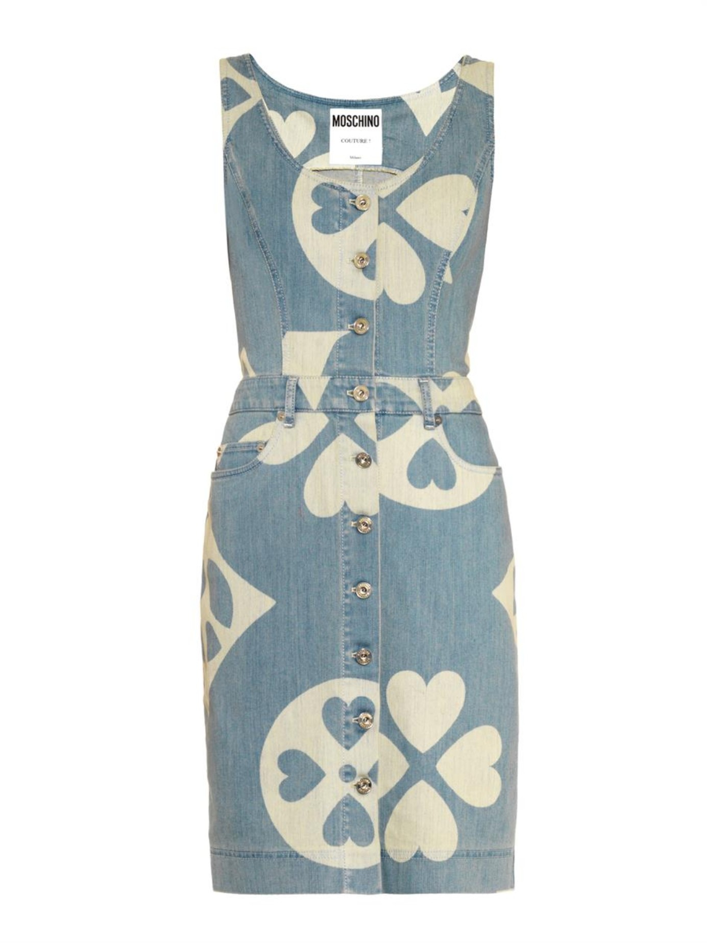 Moschino Heart-Print Denim Dress in 
