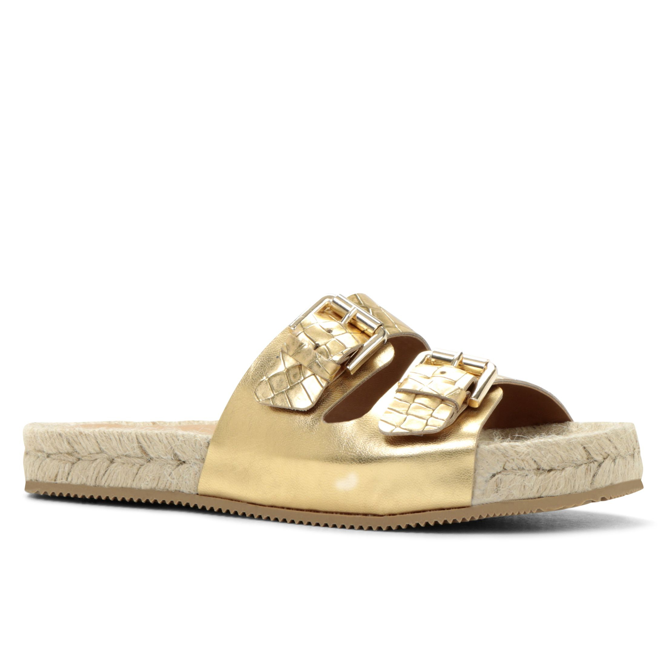 gold flat sandals aldo