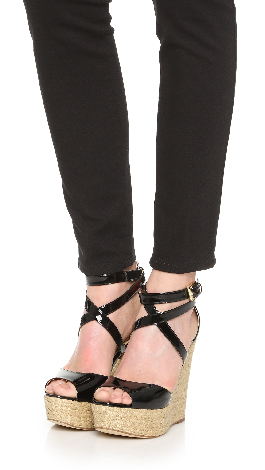 MICHAEL Michael Kors Gabriella Wedge Sandals in Black | Lyst