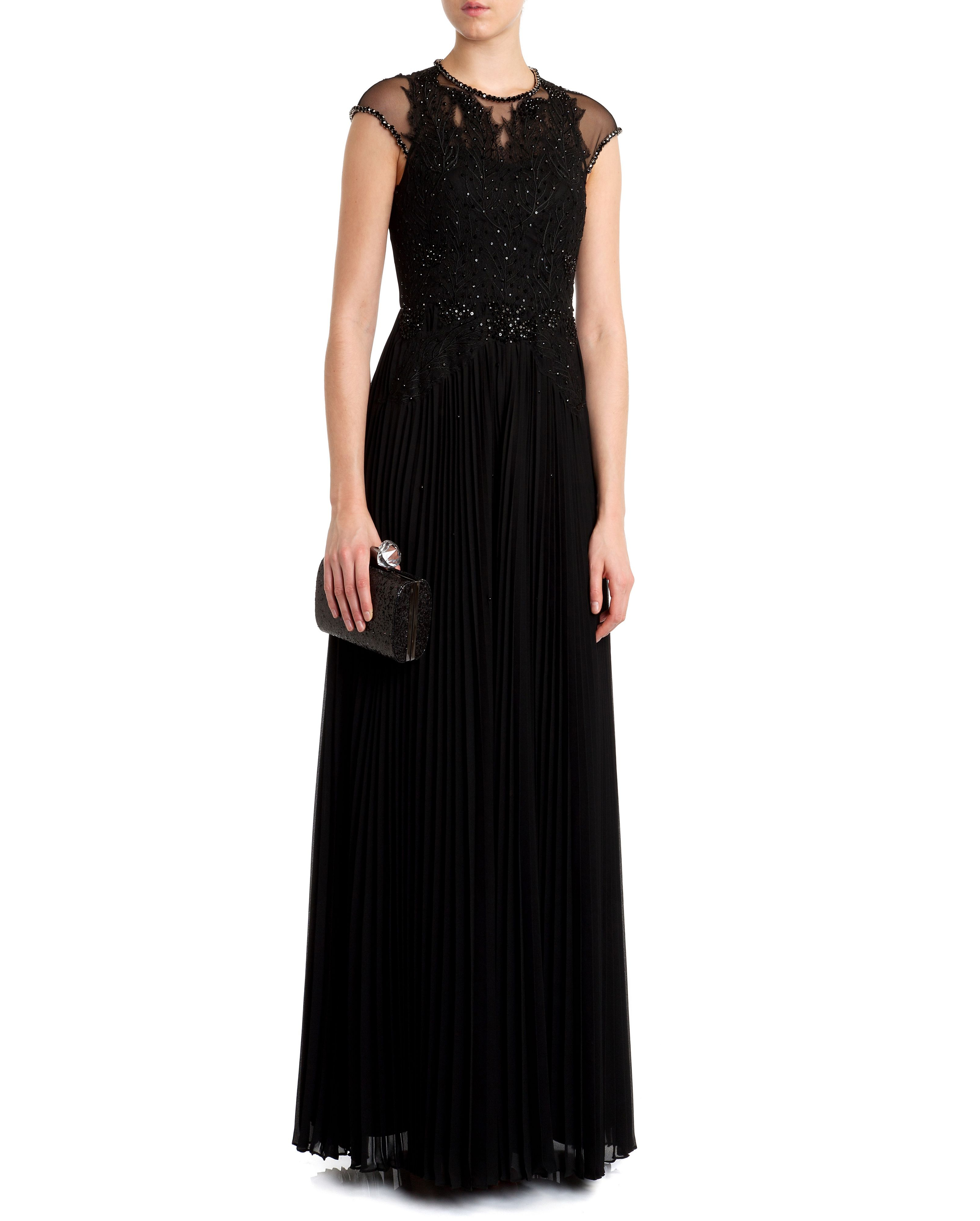 Ted baker Lumina Feather Applique Maxi Dress in Black | Lyst