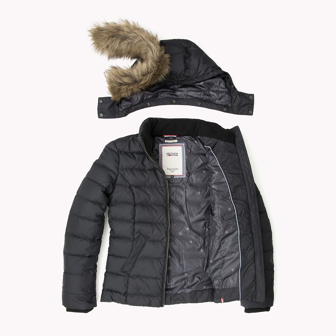 hilfiger martina filled bomber jacket in black hilfiger martina filled bomber jacket in black