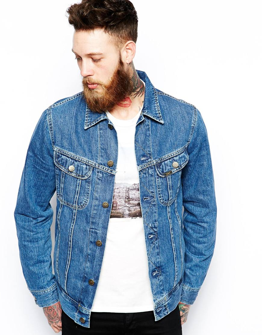 Lee jeans Denim Jacket Regular Fit Rider Stonewash in Blue for Men | Lyst