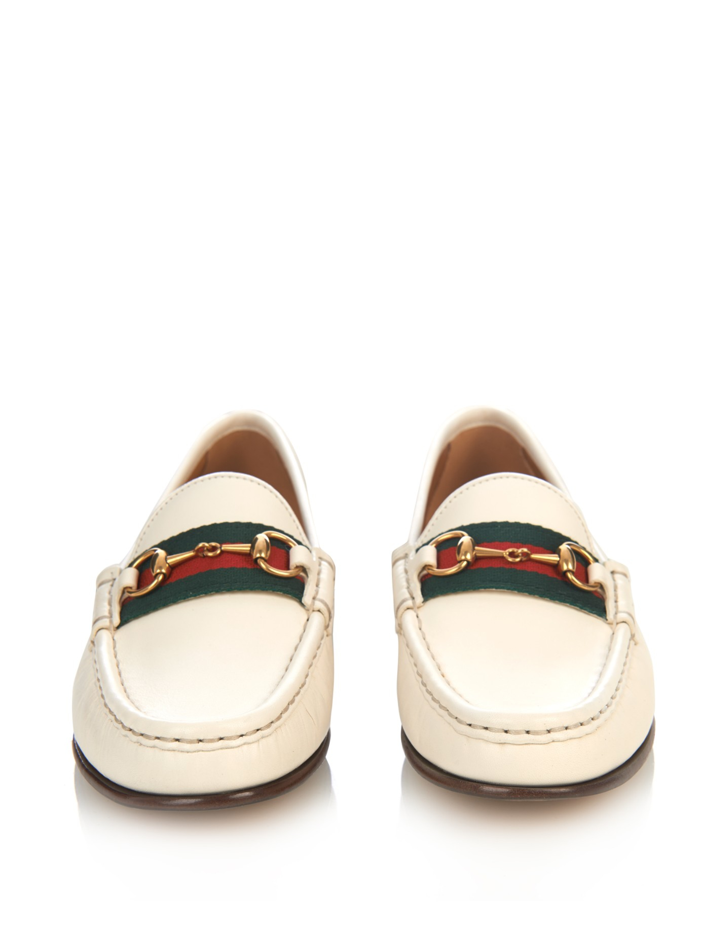 gucci leather horsebit loafer with web