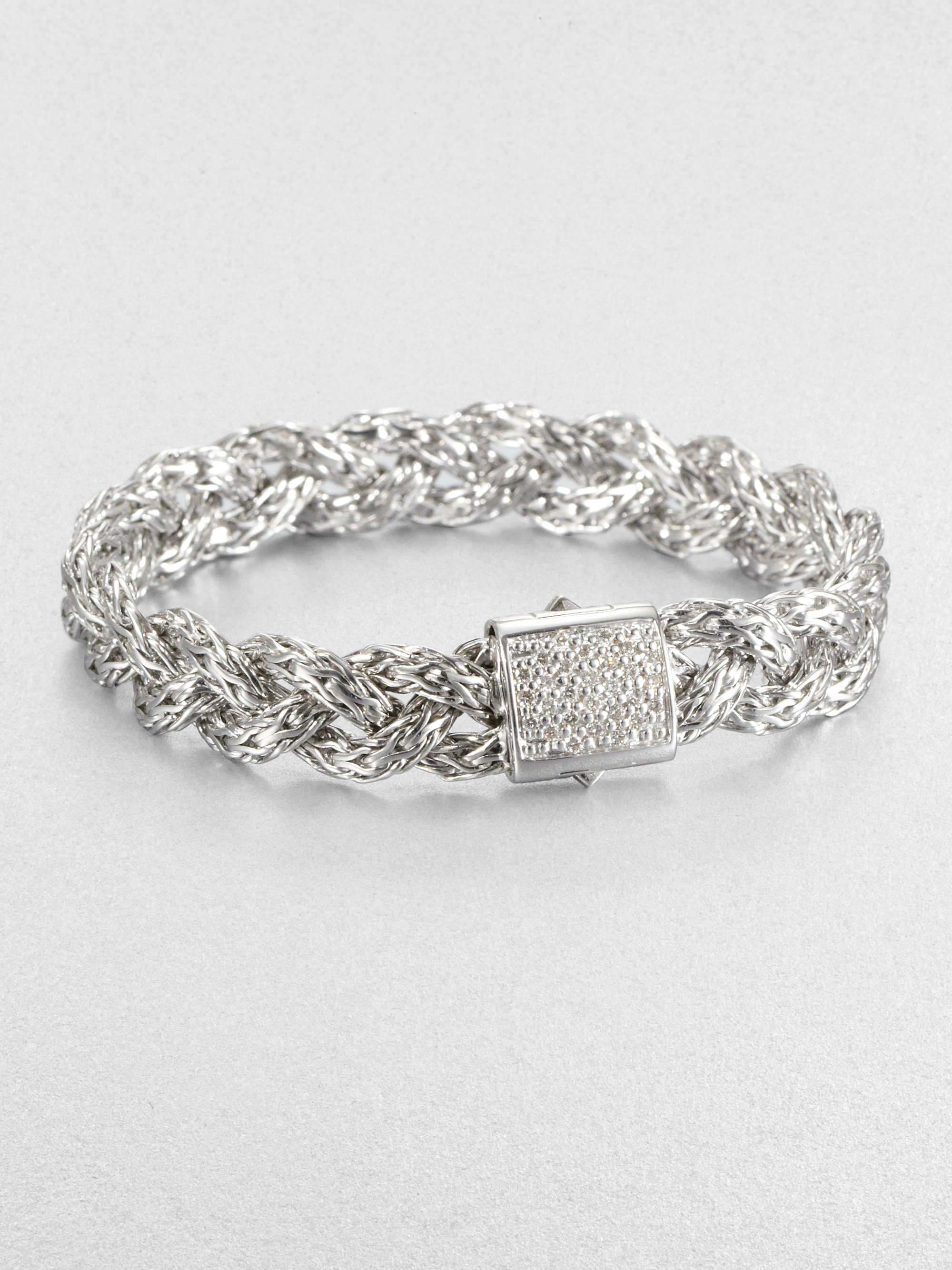 John Hardy Classic Chain Diamond & Sterling Silver Small Braided Bracelet in Metallic Lyst