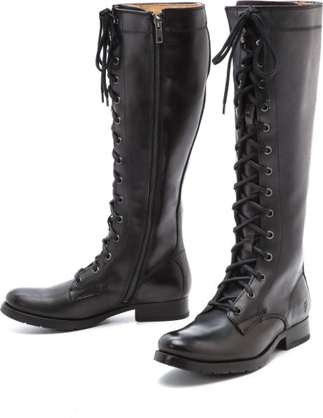 Frye Melissa Tall Lace Up Boots - Black in Black | Lyst