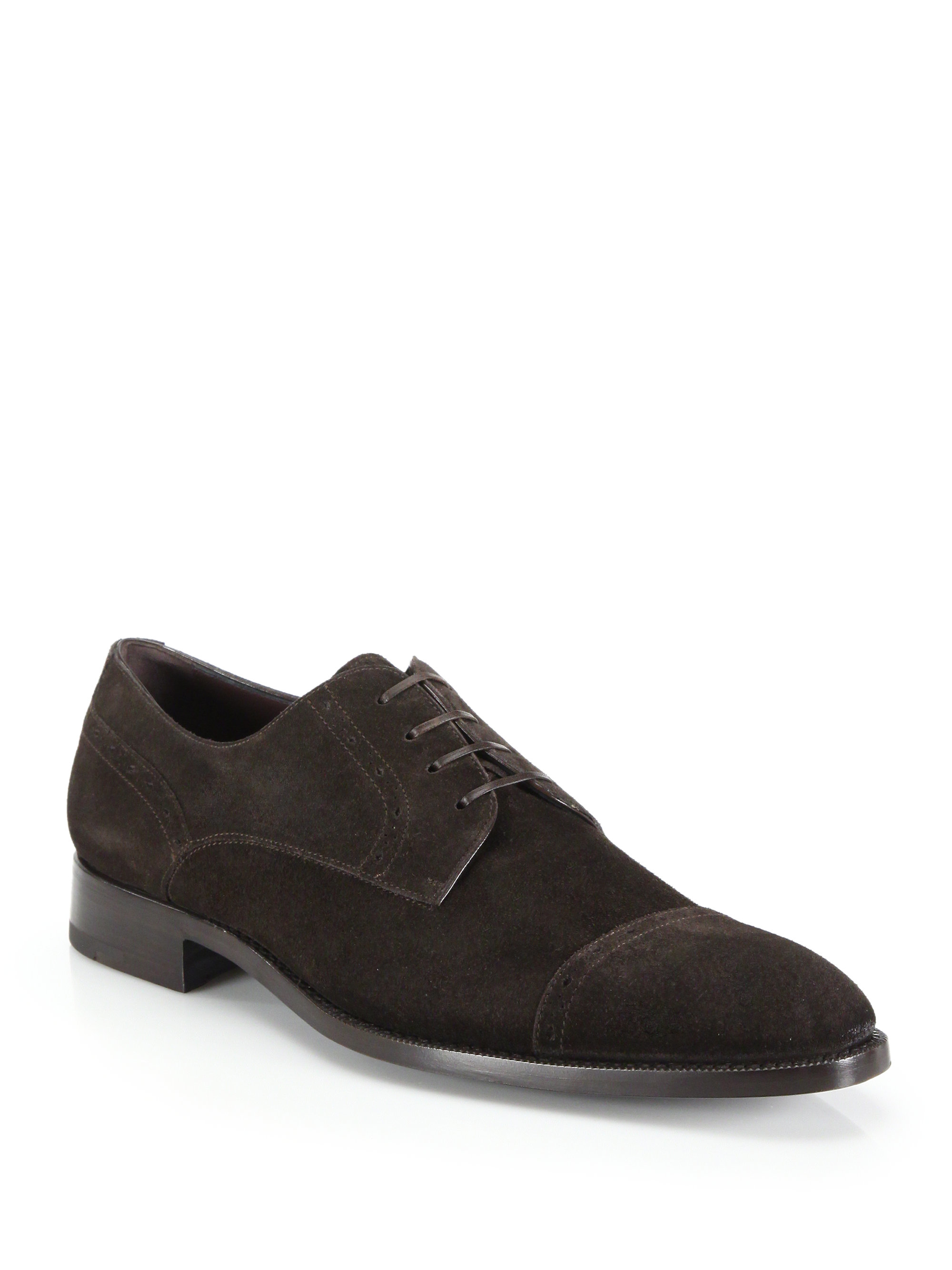 Ermenegildo Zegna Suede Captoe Derby Shoes in Brown for Men Lyst