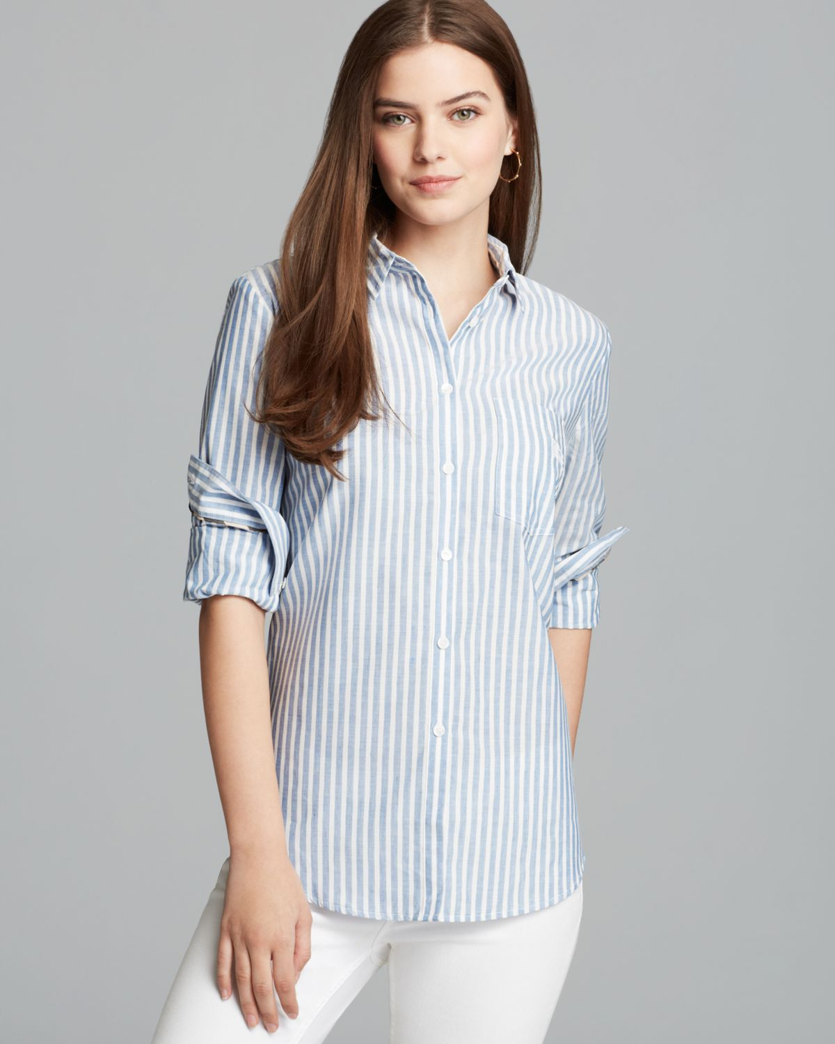 blue burberry button up shirt