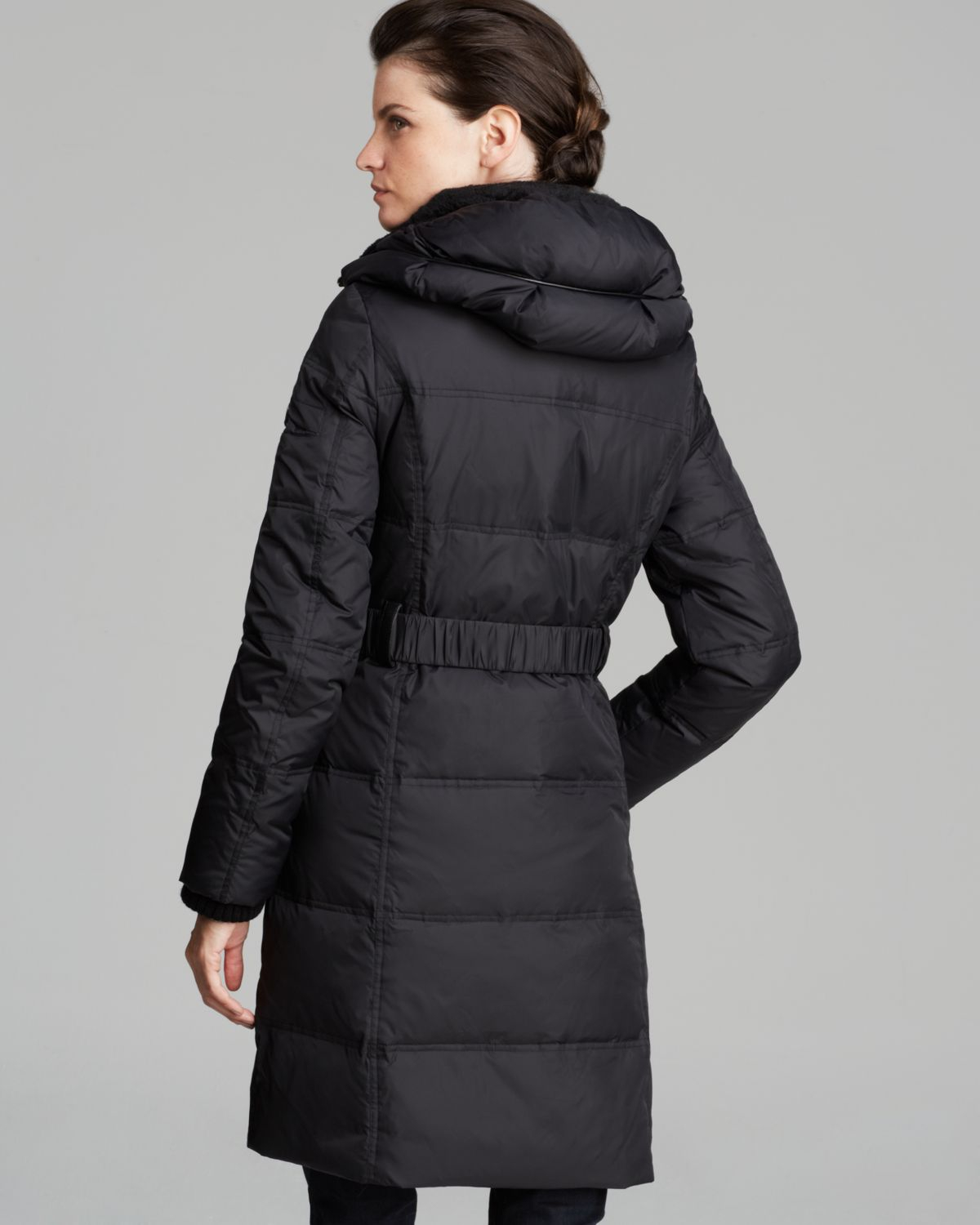 dkny black down coat