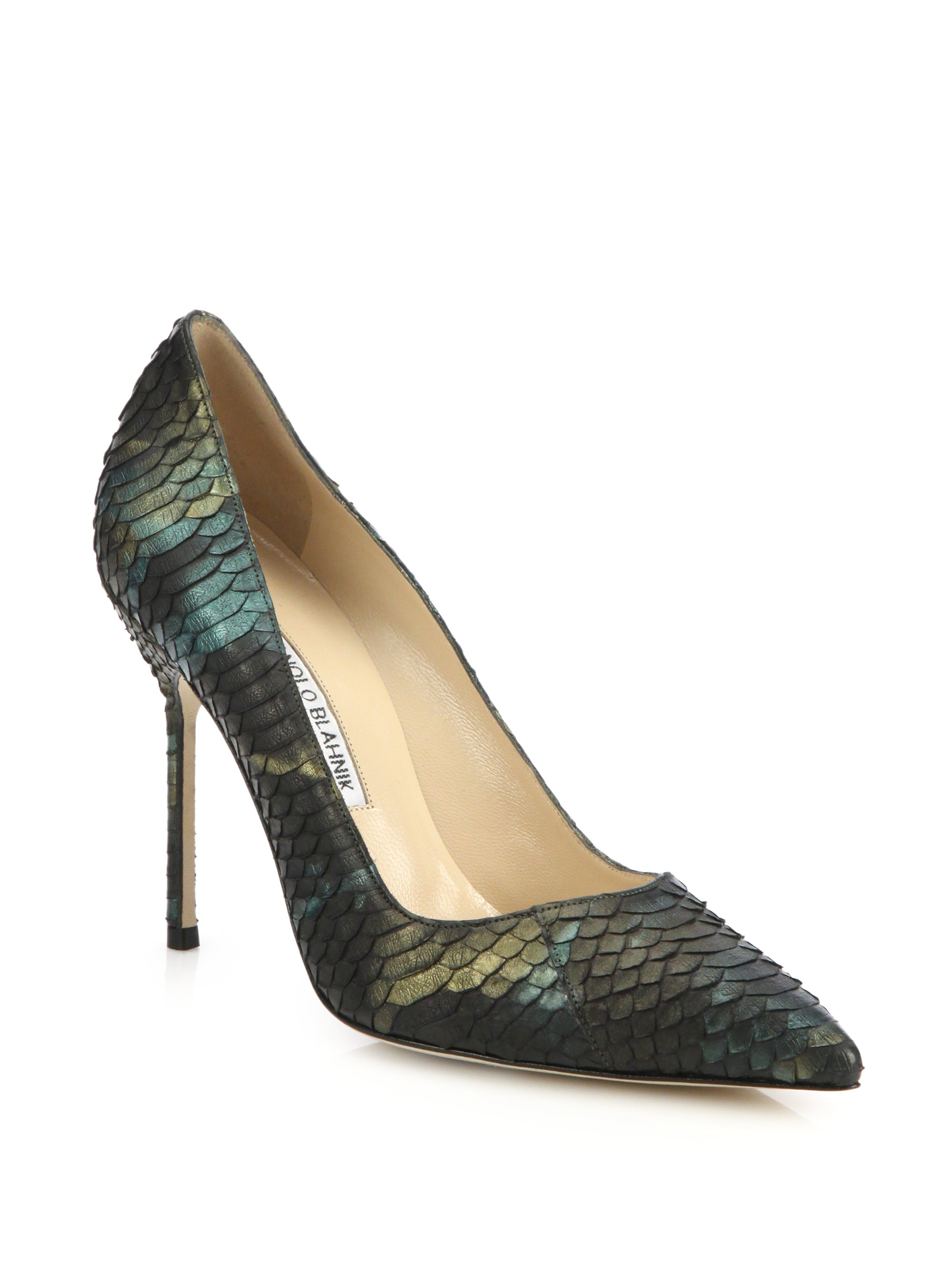 Lyst - Manolo Blahnik Bb 105 Iridescent Snakeskin Pumps in Blue