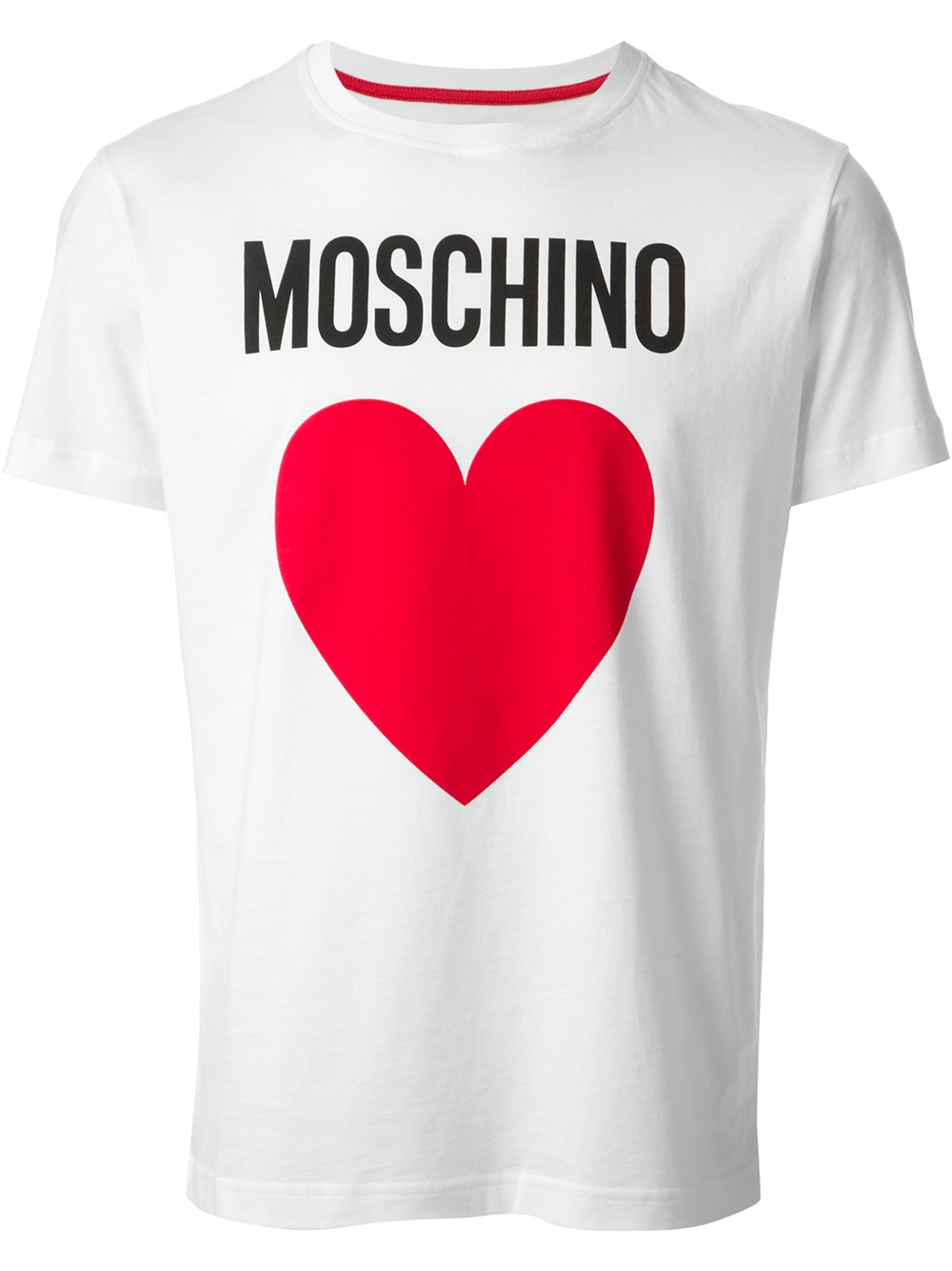 red and white moschino t shirt