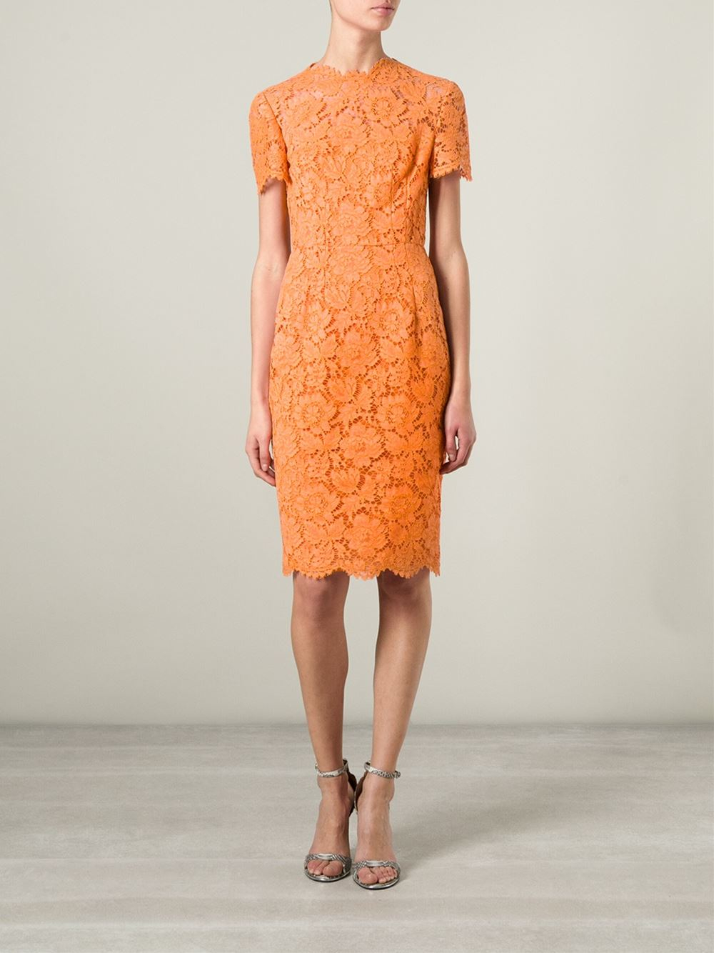 Valentino Lace Dress in Yellow & Orange (Orange) - Lyst